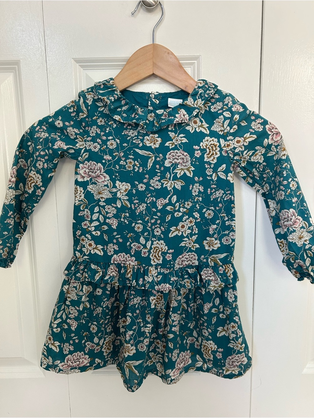 Edgehill Collection girls green floral cotton lined ruffle dress 3T cottage core